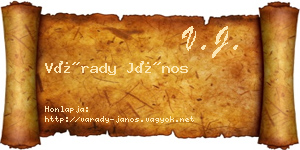 Várady János névjegykártya